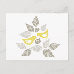 gele vogels zingen liefde briefkaart