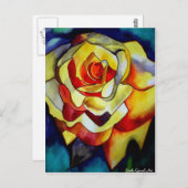 Gele vriesbloem waterverf briefkaart (Voorkant / Achterkant)