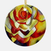 Gele vriesbloem waterverf keramisch ornament (Voorkant)