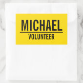Gele vrijwilligerbadge met aangepaste naam rechthoekige sticker (Tas)