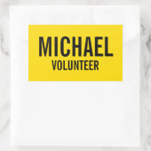 Gele vrijwilligerbadge met aangepaste naam rechthoekige sticker (Tas)