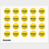 Gele vrijwilligerbadge met aangepaste naam ronde sticker (Vel)