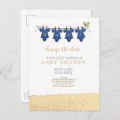 Gele waskleren Baby shower Datum wijzigen Aankondigingskaart (Voorkant / Achterkant)