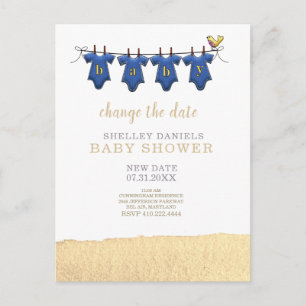 Gele waskleren Baby shower Datum wijzigen Aankondigingskaart