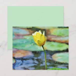 Gele Waterlelie Bloem Kunst Notitiekaart Set Notitiekaartje
