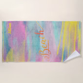 Gele Waterverf Abstract Monogram Strandlaken (Voorkant)