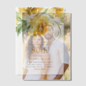 Gele Waterverf Bloemen 80ste Verjaardag Vellum Uitnodigingen (Offset (Koppel))