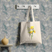 Gele waterverf bloemen met uw initiaal tote bag