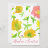 Gele Waterverf Bloemen Verjaardagsfeest Kaart (Voorkant)