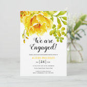 Gele waterverf bloemenbruiloft verlovingsfeest kaart (Staand voorkant)