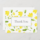 Gele Waterverf bloemstelen Bedankkaart (Voorkant / Achterkant)