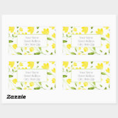 Gele Waterverf bloemstelen patroonlabels Rechthoekige Sticker (Vel)