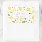 Gele Waterverf bloemstelen patroonlabels Rechthoekige Sticker (Tas)