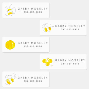 Gele Waterverf Bumble Bee Persoonlijke Kinderen Labels