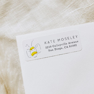 Gele Waterverf Bumble Bee Return Address Labels