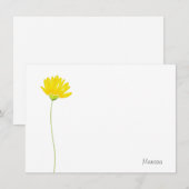 Gele Waterverf Daisy Notitiekaartje (Voorkant / Achterkant)