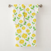 Gele Waterverf Daisy Stems Pattern Bad Handdoek (Insitu)