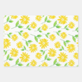 Gele Waterverf Daisy Stems Pattern Inpakpapier Vel (Voorkant 2)
