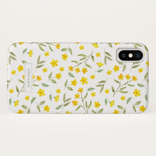 gele Waterverf Floral Blooms Patroon Case-Mate iPhone Case (Achterkant (horizontaal))