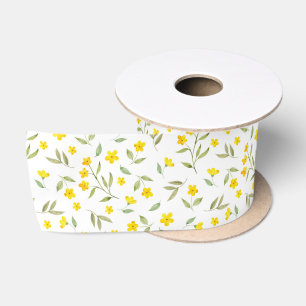  gele Waterverf Floral Blooms Patroon Lint