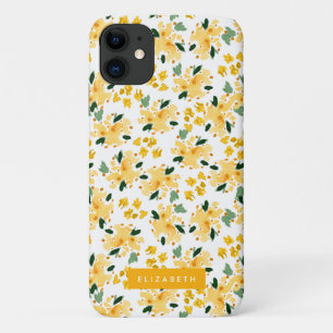 Gele Waterverf Floral Garden op maat iPhone 11 Hoesje