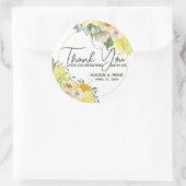 Gele Waterverf Floral Hartelijk dank Ronde Sticker (Tas)