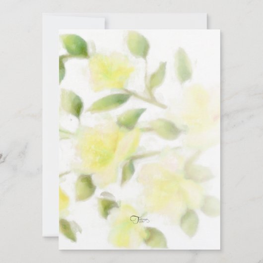 Gele Waterverf Floral Weddenschap Kaart (Achterkant)