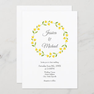 Gele Waterverf Floral Wreath Kaart