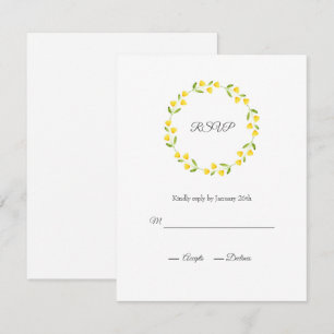 Gele Waterverf Floral Wreath RSVP Kaartje