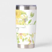 Gele waterverf gepersonaliseerd geïsoleerde drinkbeker (Achterkant)