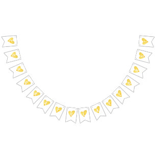 Gele Waterverf Hartbanner Vlaggetjes