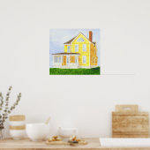 Gele Waterverf House Poster (Keuken)