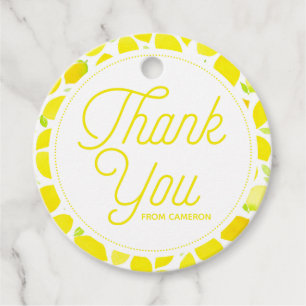 Gele Waterverf Lemon Pattern Dank u Bedankjes Labels
