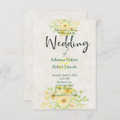 Gele waterverf met uitnodiging voor het huwelijk (Voorkant / Achterkant)