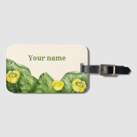 gele waterverf met waterlelie bagagelabel (Voorkant (horizontaal))