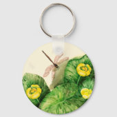 gele waterverf met waterlelie sleutelhanger (Voorkant)