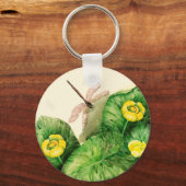 gele waterverf met waterlelie sleutelhanger (Voorkant)