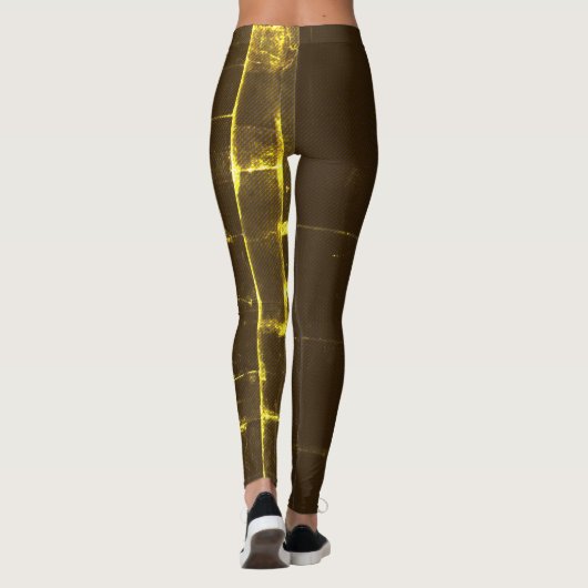 Gele Waterverf over bruin Leggings (Achterkant)