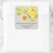 Gele Waterverf Rozen 50e Jubileum Vierkante Sticker (Tas)