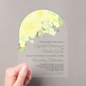 Gele Waterverf Rozen Elegant Boog Huwelijk Acryl Uitnodigingen (Insitu (Draagbaar))