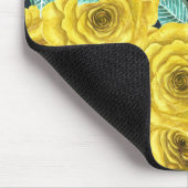 Gele waterverf rozen met bladeren en knoppen muismat (Hoek)