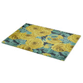 Gele waterverf rozen met bladeren en knoppen snijplank (Hoek)