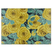 Gele waterverf rozen met bladeren en knoppen snijplank (Voorkant)