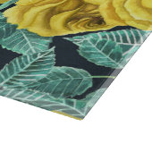 Gele waterverf rozen met bladeren en knoppen snijplank (Hoek)