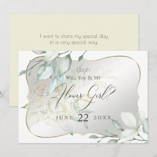 Gele Waterverf Rozen worden mijn Bloemenmeisje Kaart