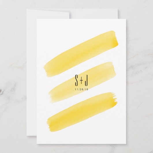 Gele Waterverf Stripes Weddenschap Kaart (Achterkant)