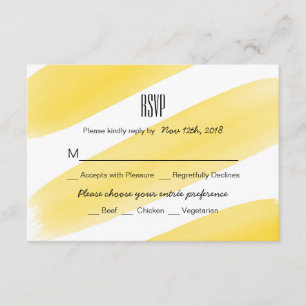 Gele Waterverf Stripes Wedding RSVP-kaart RSVP Kaartje