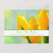Gele Waterverf Tulps Weddenschap Save the Date Briefkaart (Voorkant)
