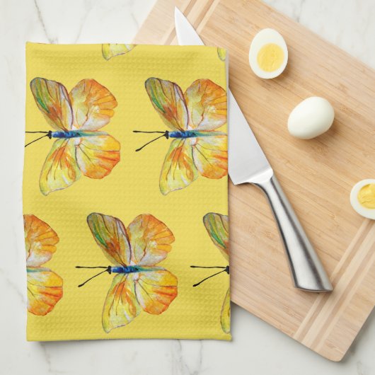 Gele Waterverf van de Botervlieskunst Kunsttheekdo Theedoek (Quarter Fold)