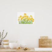gele waterverf van het daffodilveld poster (Keuken)